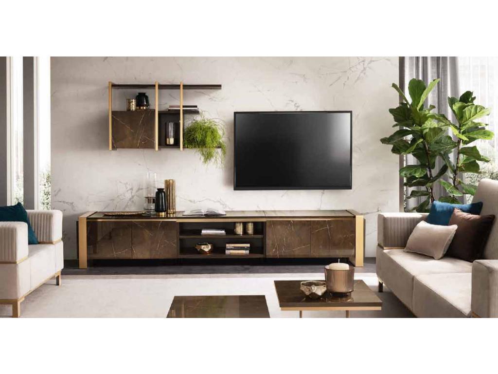 Arredo Classic: Essenza: тумба под телевизор арт.3 (венге, коричневый, золото)