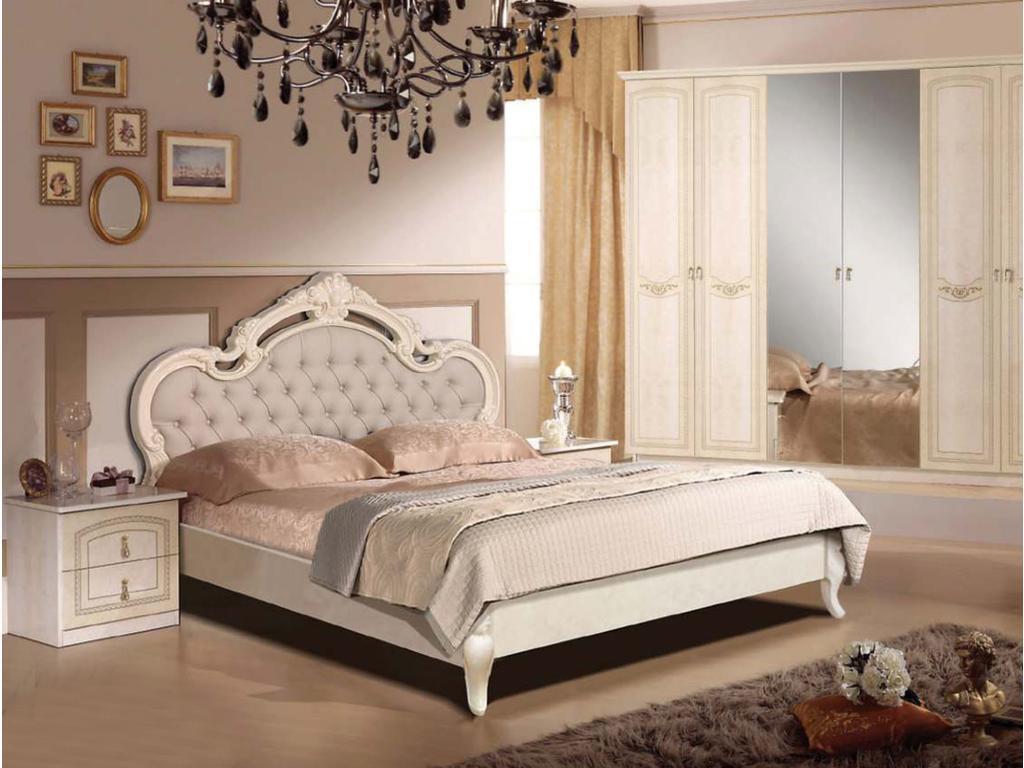 Dia: Ирина: кровать 180х200 изголовье - кожа (беж)