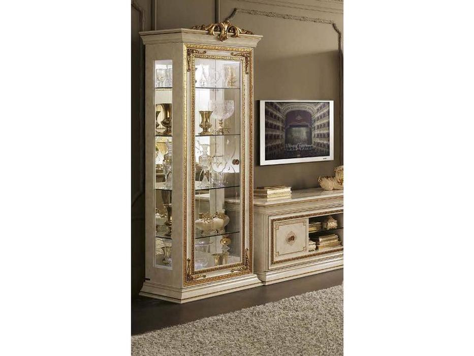 Arredo Classic: Leonardo: витрина 1 дверная с короной (слоновая кость)