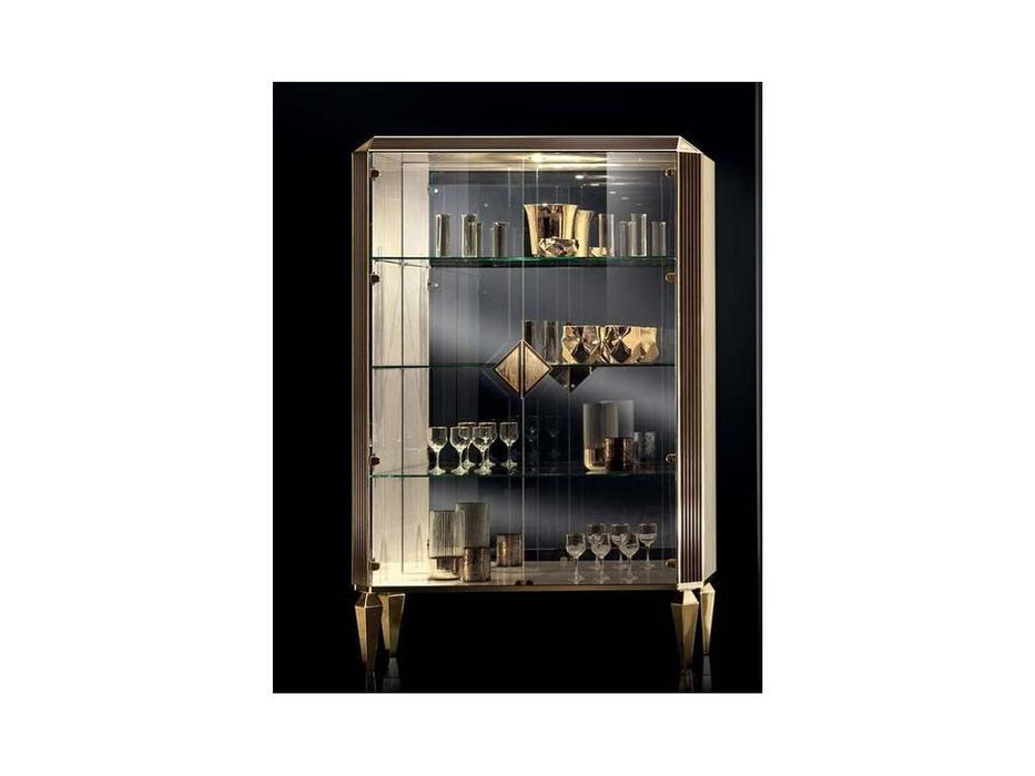 Arredo Classic: Diamante: витрина 2 дверная (слоновая кость, вяз, золото)