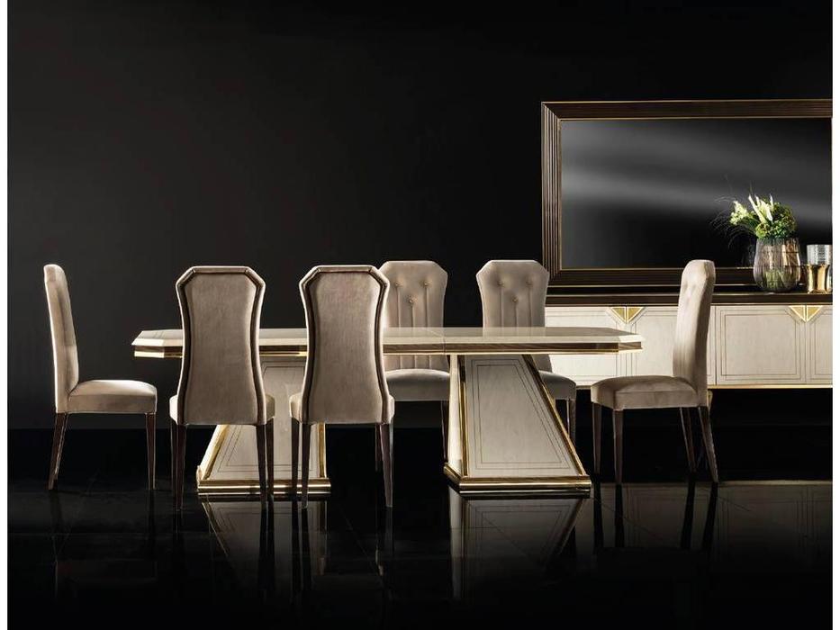 Arredo Classic: Diamante: стол обеденный раскладной (слоновая кость, вяз, золото)