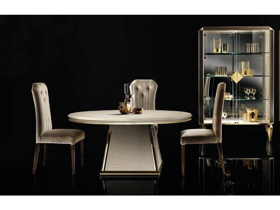 Arredo Classic: Diamante: стол обеденный круглый (слоновая кость, вяз, золото)