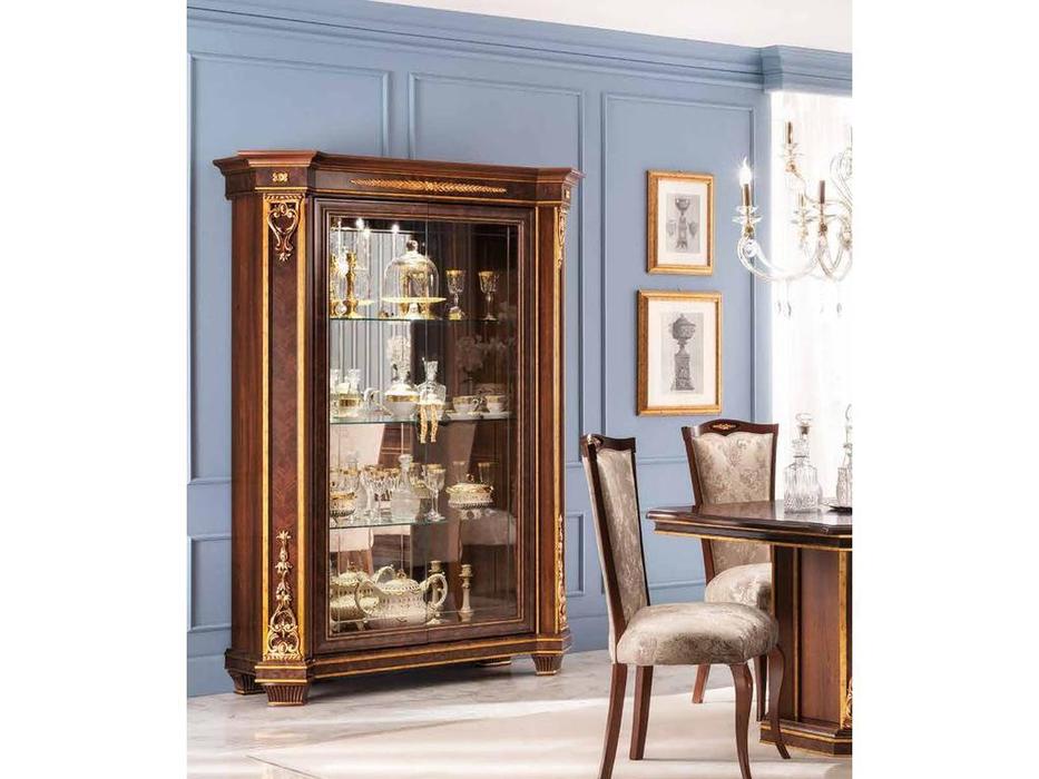 Arredo Classic: Modigliani: шкаф книжный с дверцами, стенка зеркало, полки дерев. (орех)
