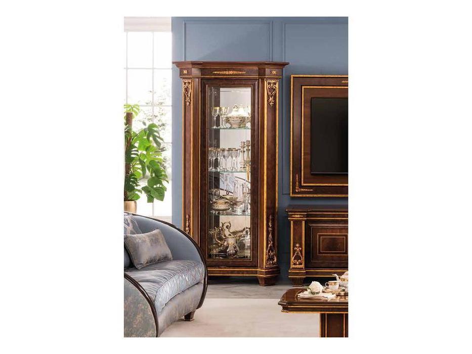 Arredo Classic: Modigliani: витрина 1 дверная полки стекло, задняя стенка зеркало (орех)