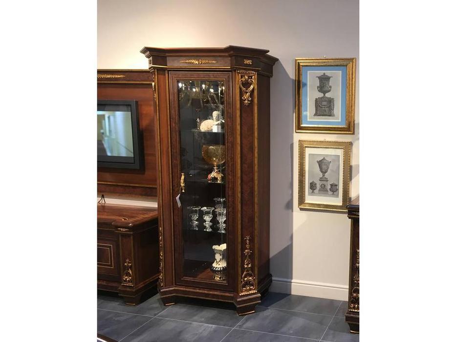 Arredo Classic: Modigliani: витрина 1 дверная полки стекло, задняя стенка зеркало (орех)