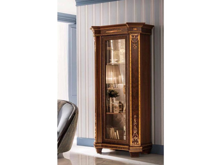 Arredo Classic: Modigliani: витрина полки  дерево , задняя стенка зеркало (орех)
