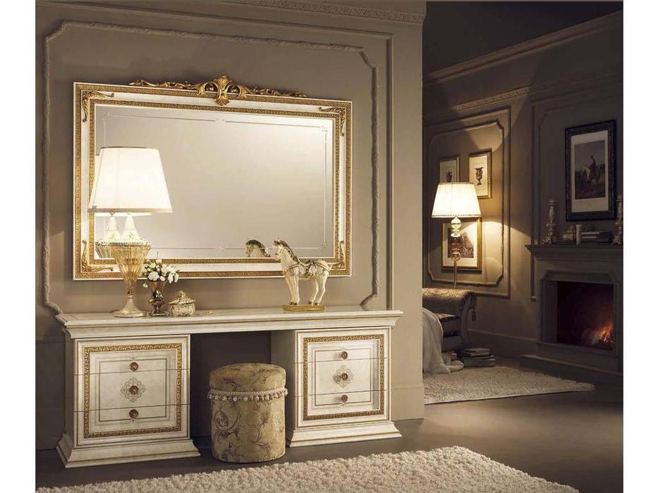 Arredo Classic: Leonardo: зеркало настенное большое без короны (крем, золото)