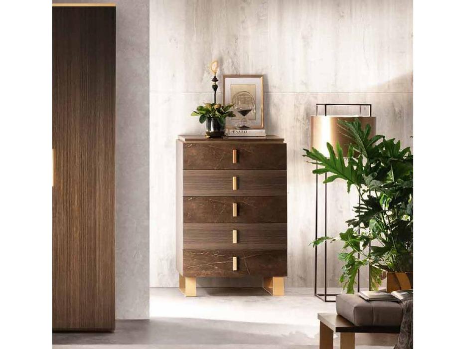 Arredo Classic: Essenza: комод высокий 5 ящ. (венге, коричневый, золото)