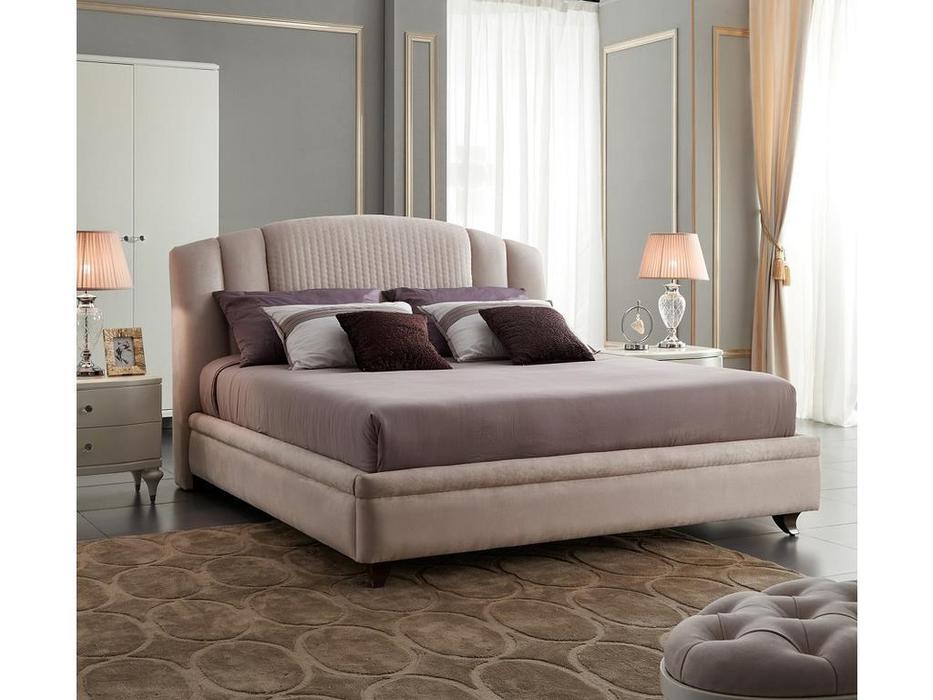 Fratelli Barri: Rimini: кровать 180х200  ткань (бежевый, белый лак)