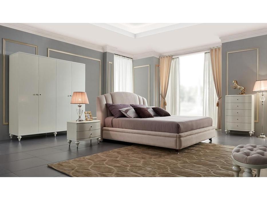 Fratelli Barri: Rimini: кровать 180х200  ткань (бежевый, белый лак)