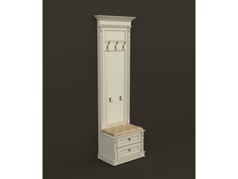 Arco: Classica Prestige: вешалка  - панель с тумбой (беж, коричневая патина, экокожа)