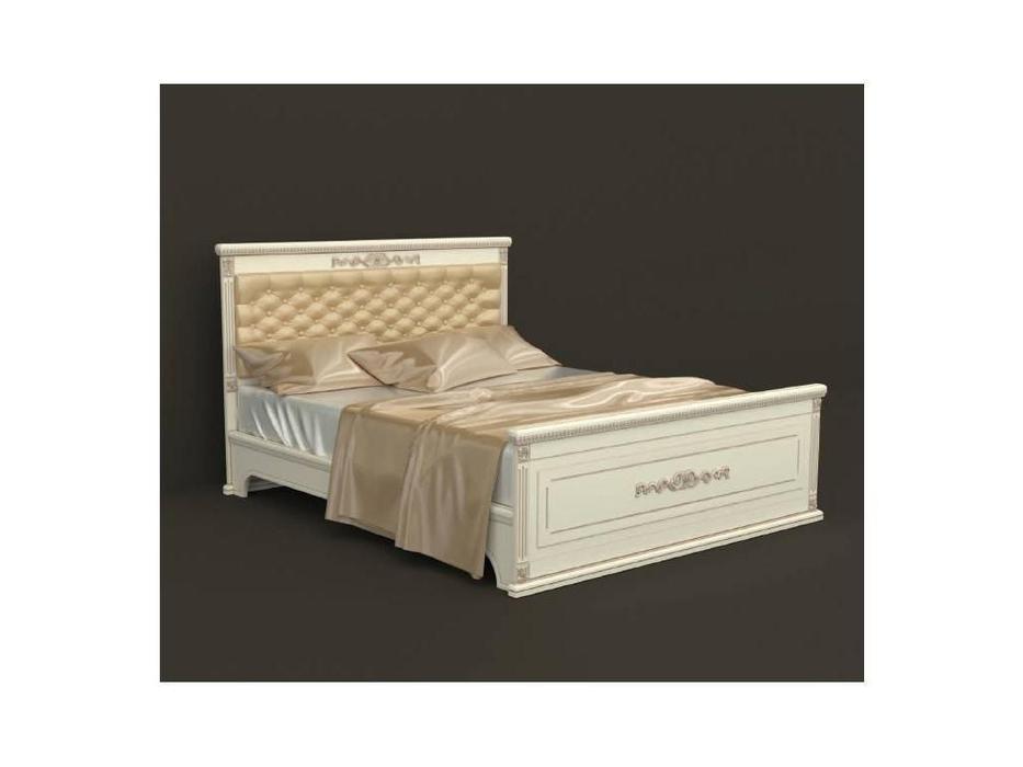 Arco: Decor: кровать 140х200  (беж, коричневая патина, экокожа)