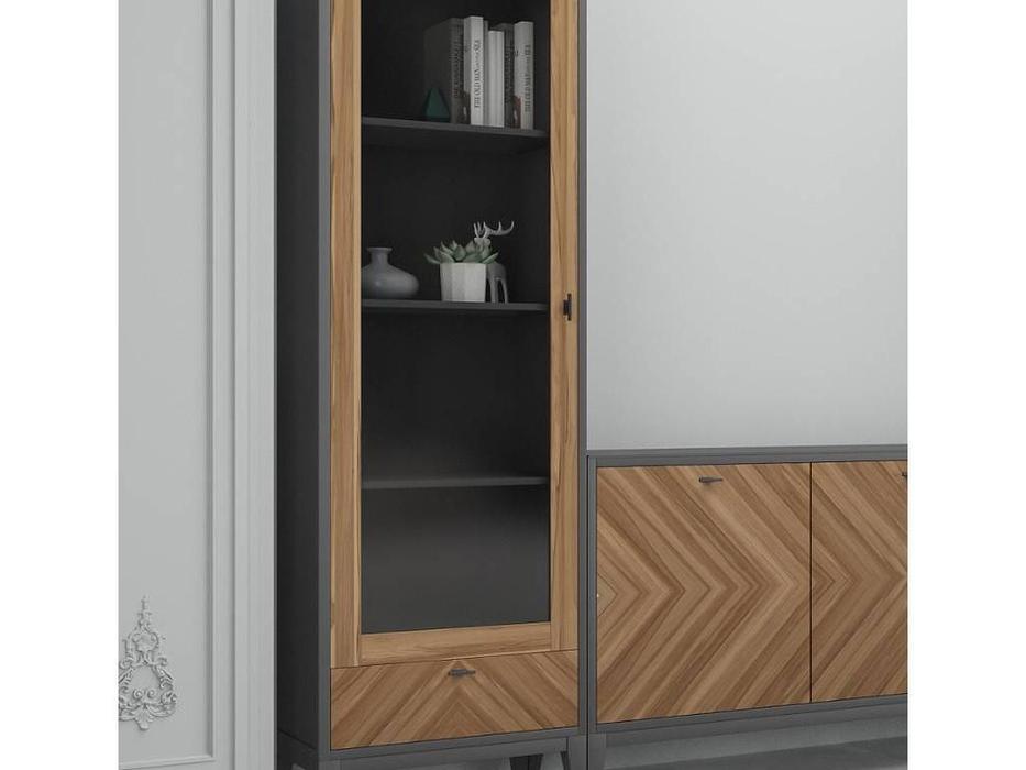 Timber: Альба: витрина 1 дверная  левая (орех, мокко)