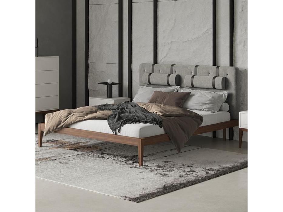Mod Interiors: Marbella: кровать 160х200  (орех F, серая рогожка)