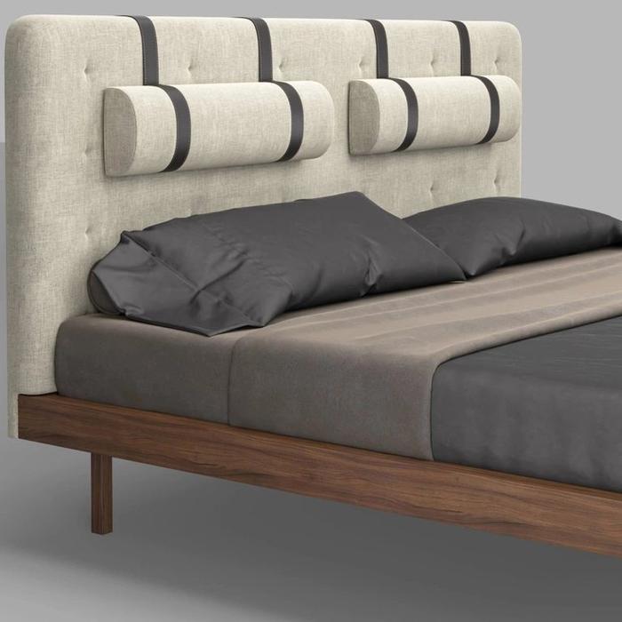 Mod Interiors: Marbella: кровать 160х200  (орех F, серая рогожка)