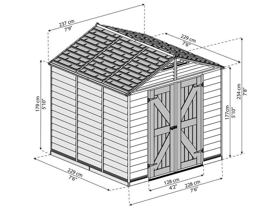 Palram: Canopia: сарай хозяйственный SkyLight 8х8 (серый)