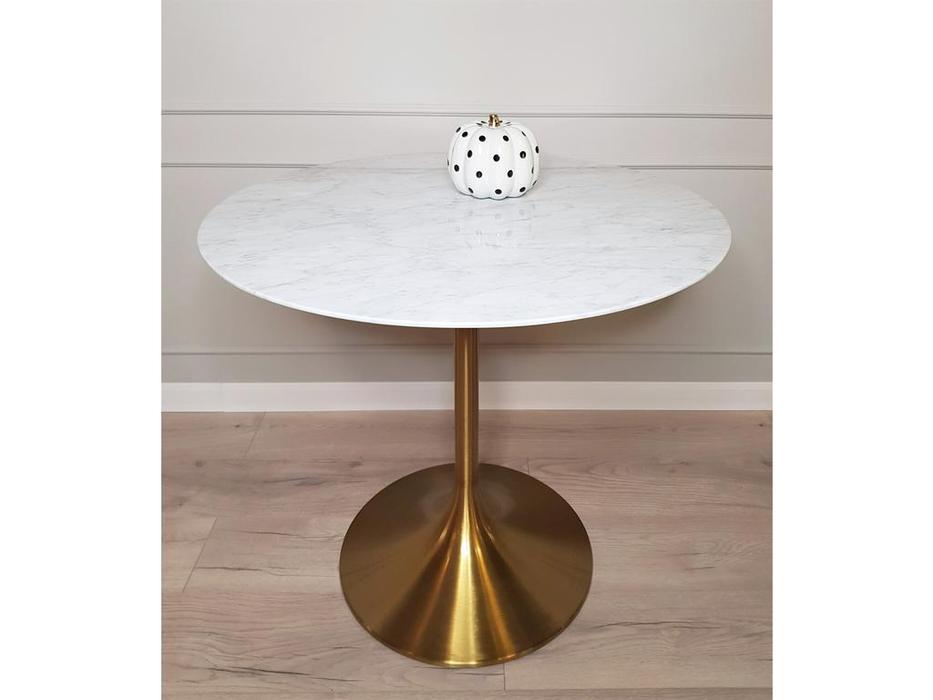 STG: Tulip Marble Brass: стол обеденный  (белый, золото)
